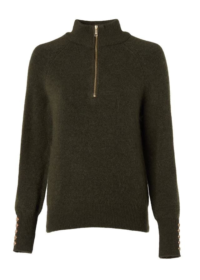 Holland Cooper Women's Tori Quarter Zip Knit - Forest Green Product Image