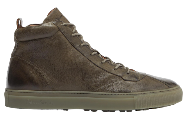 Oliver Sweeney Men's Defeza Leather Retro Trainers - Khaki Product Image