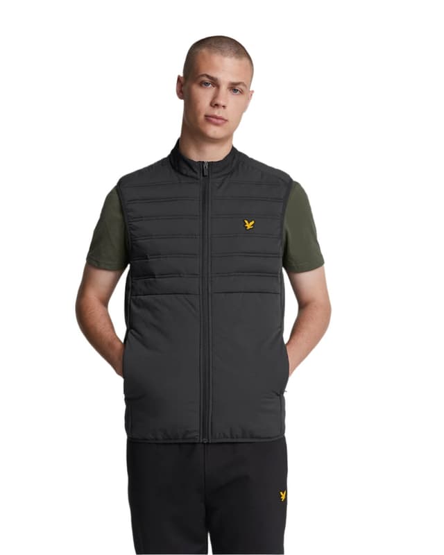 Lyle & Scott Men's Sports Hybrid Double Baffle Gilet - Jet Black Product Image