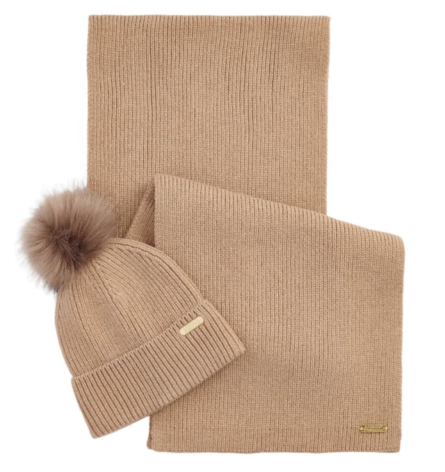 Barbour International Mallory Beanie & Scarf Gift Set - Light Trench Product Image