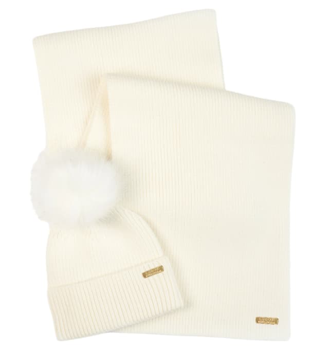 Barbour International Mallory Beanie & Scarf Gift Set - Optic White Product Image