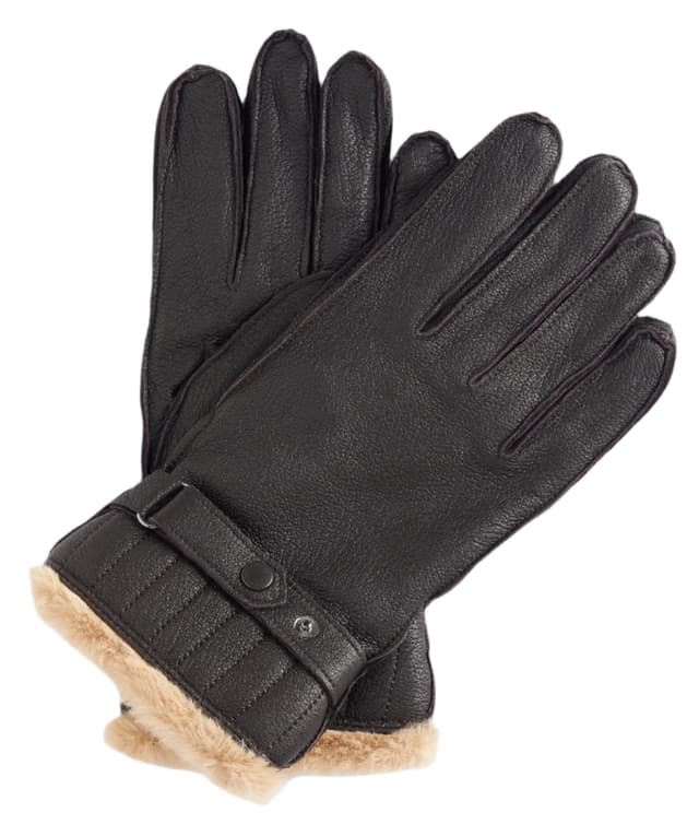 Barbour Men's Leather Utility Gloves - Brown Product Image