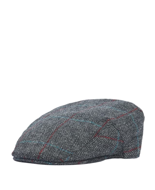 Barbour Crieff Flat Cap - Charcoal/Red/Blue Product Image