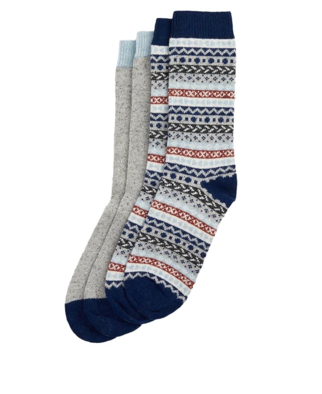 Barbour Men's Fairisle Socks (Set of 2) - Blue Granite Mix Product Image