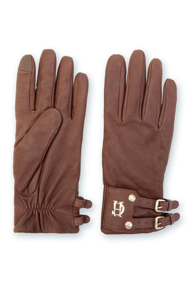 Holland Cooper Women's Monogram Leather Gloves - Tan Product Image