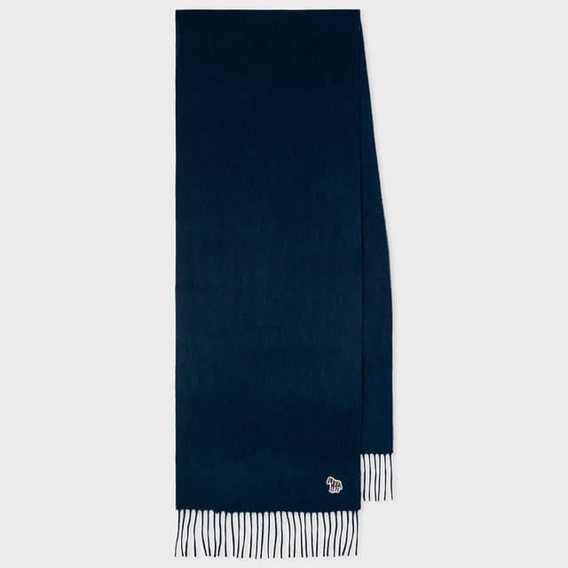 Paul Smith Men's Lambswool Zebra Scarf - Navy Product Image