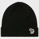 Paul Smith Men's Zebra Logo Ribbed Lambswool Beanie Hat - Black Colour thumbnail