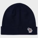 Paul Smith Men's Zebra Logo Ribbed Lambswool Beanie Hat - Navy Colour thumbnail