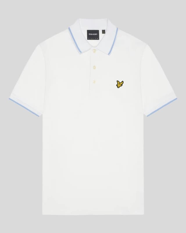 Lyle & Scott Men's Tipped Polo Shirt - White/ Light Blue Product Image