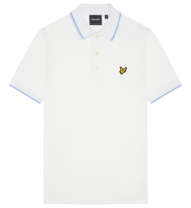 Lyle & Scott Men's Tipped Polo Shirt - White/ Light Blue Product Image