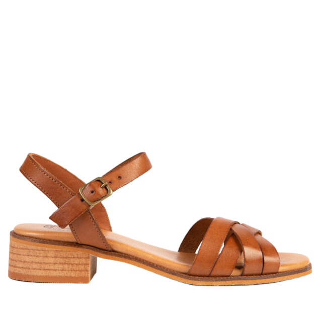 Penelope Chilvers Women's Heeled Shepherdess Leather Sandal - Tan Product Image