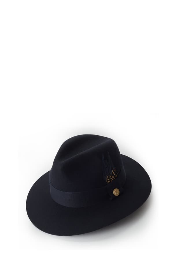 Holland Cooper Trilby Hat Spot Feather - Ink Navy Product Image