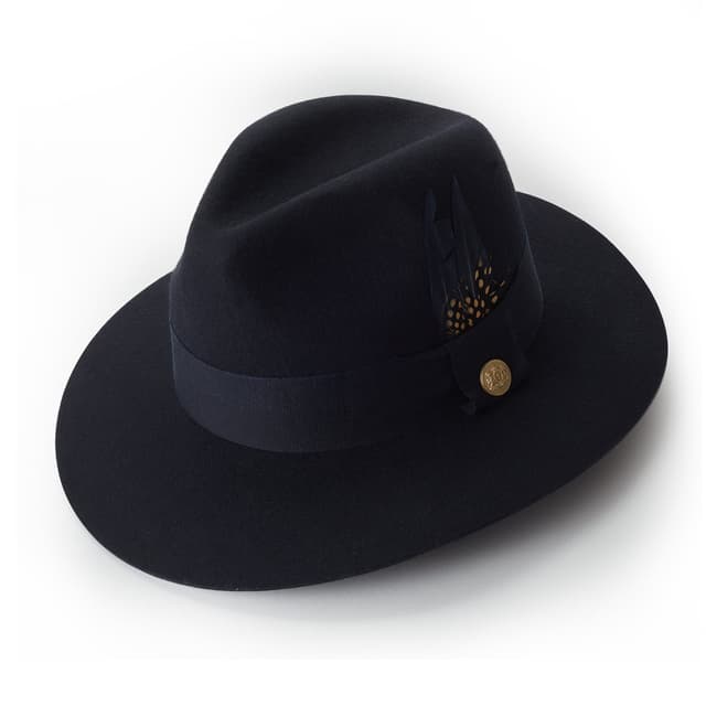 Holland Cooper Trilby Hat Spot Feather - Ink Navy Product Image