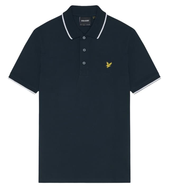 Lyle & Scott Men's Tipped Polo Shirt - Dark Navy/ White Product Image